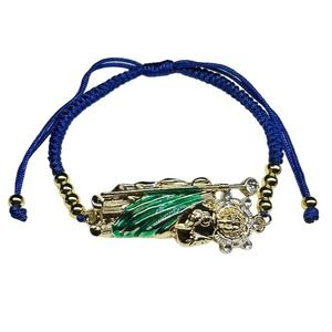 St Jude Bracelet Blue Knotted Rope Gold Filled Adjustable Handmade NEW